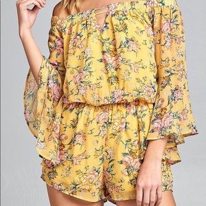 Kylie off the shoulder ruffle bell sleeve romper